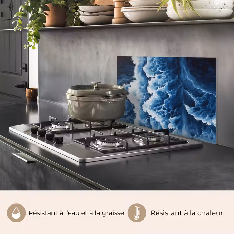 Fond de hotte - Vagues - Bleu - Mousse — 2