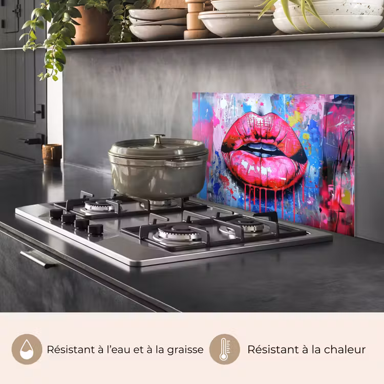 Fond de hotte - Graffiti - Lèvres - Rose vif - Peinturé — 2