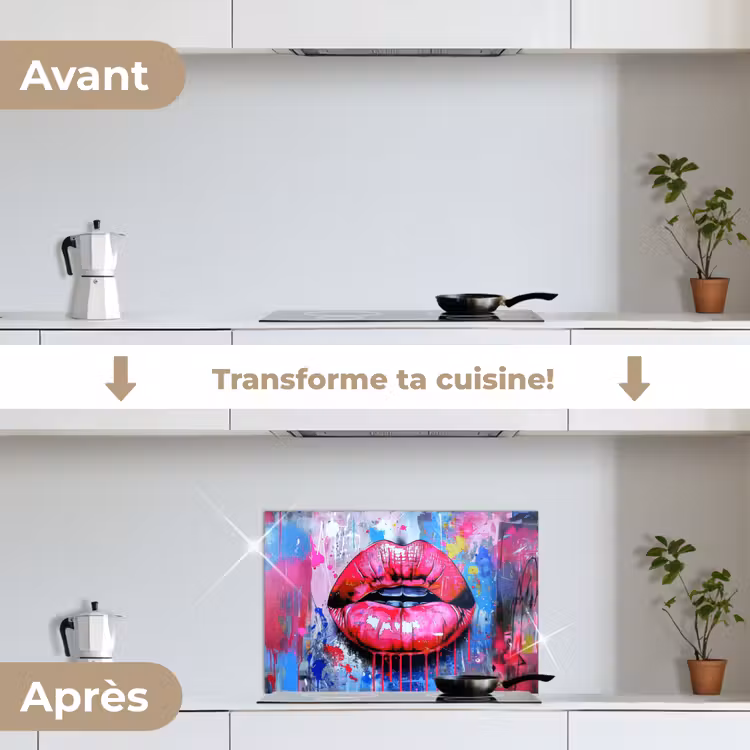 Fond de hotte - Graffiti - Lèvres - Rose vif - Peinturé — 7