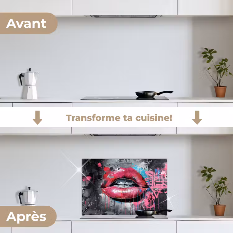 Fond de hotte - Lèvres - Rose vif - Graffiti - Rayures de peinture — 7