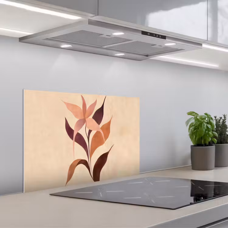 Fond de hotte - Minimaliste - Fleur - Feuilles - Beige — 1
