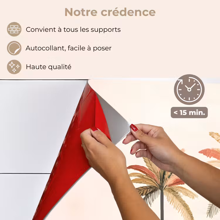 Fond de hotte - Palmiers - Collines - Minimaliste - Rose tendre — 4