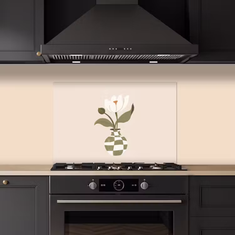Fond de hotte - Vase - damier - fleur - vert — 5