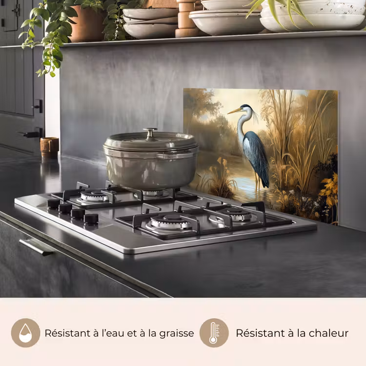Fond de hotte - Héron - Eau - Plantes — 2