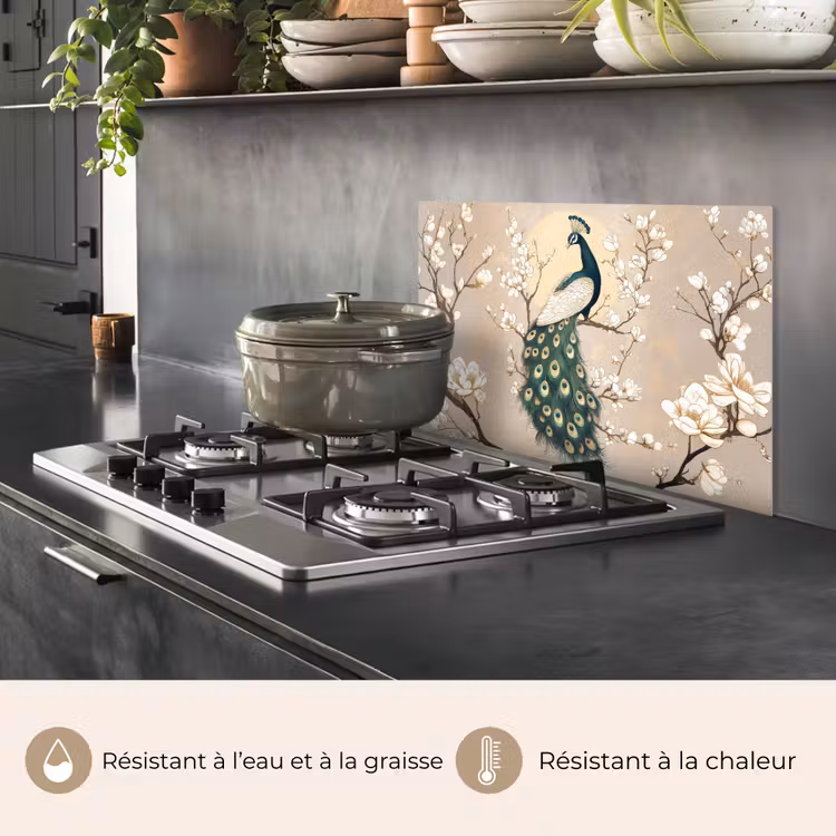 Fond de hotte - Paon - Branche - Fleurs — 2