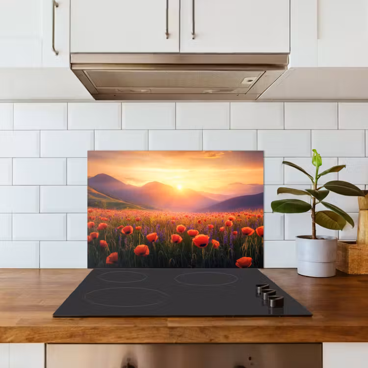 Fond de hotte - Paysage - Coucher de soleil - Champ de fleurs — 3