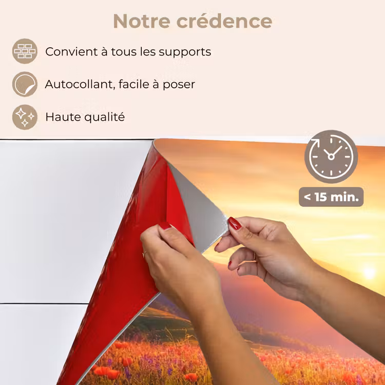 Fond de hotte - Paysage - Coucher de soleil - Champ de fleurs — 4