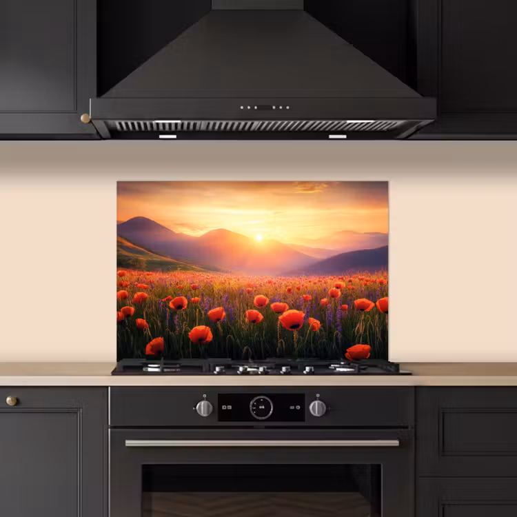 Fond de hotte - Paysage - Coucher de soleil - Champ de fleurs — 5