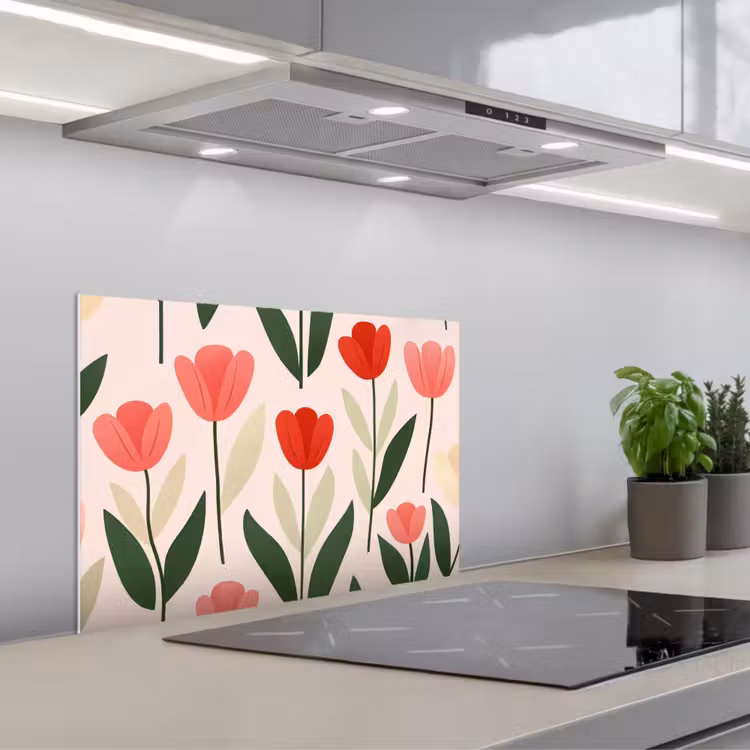 Fond de hotte - Tulipes - Moderne - Rose — 1