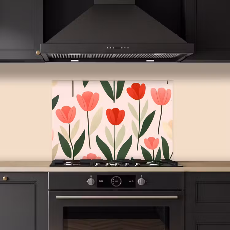 Fond de hotte - Tulipes - Moderne - Rose — 5