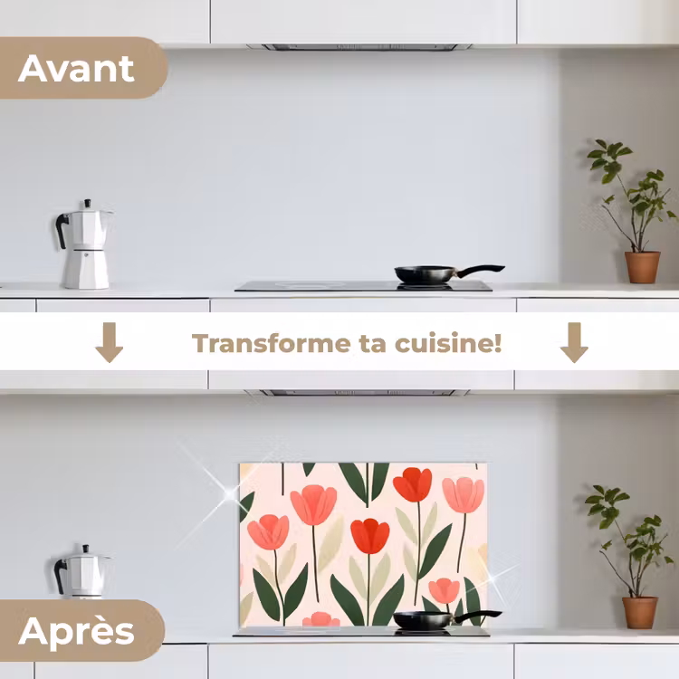 Fond de hotte - Tulipes - Moderne - Rose — 7