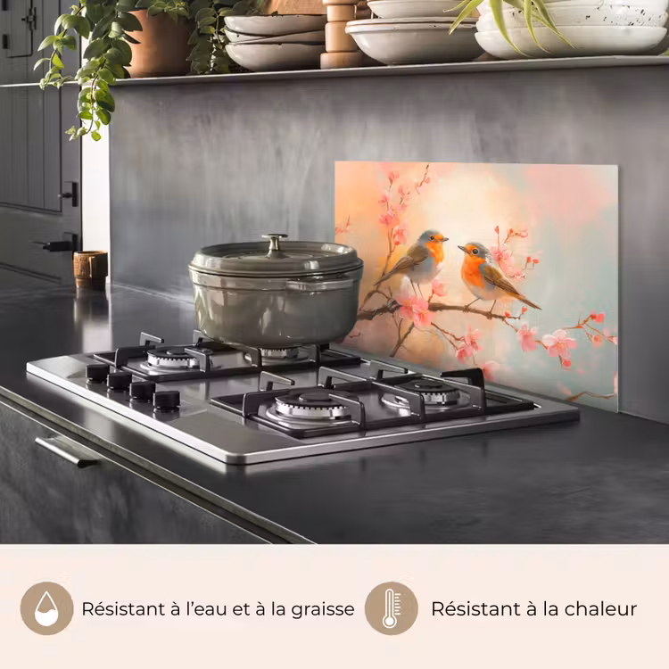 Fond de hotte - Merle - Ornemental - Branche fleurie — 2