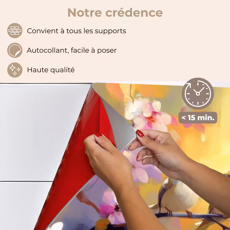 Fond de hotte - Oiseaux - Fleurs - Rose — 4