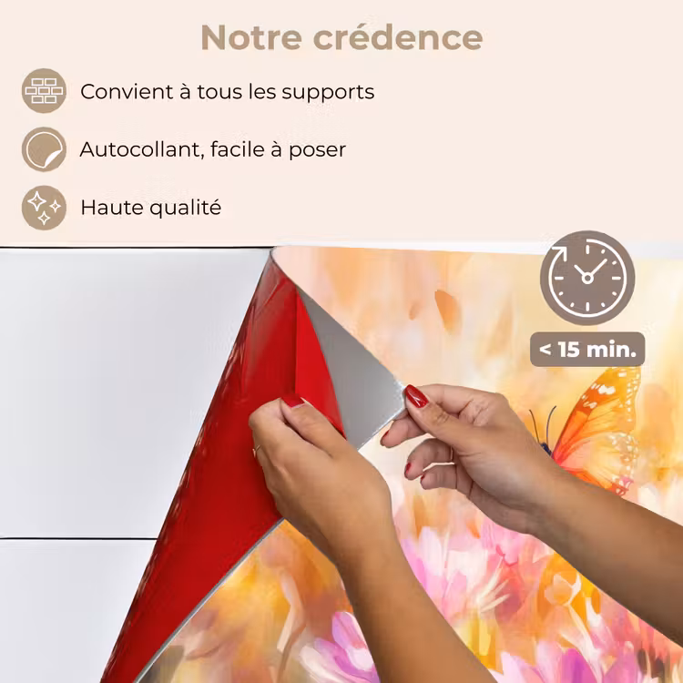 Fond de hotte - Papillons - Orange - Fleurs — 4