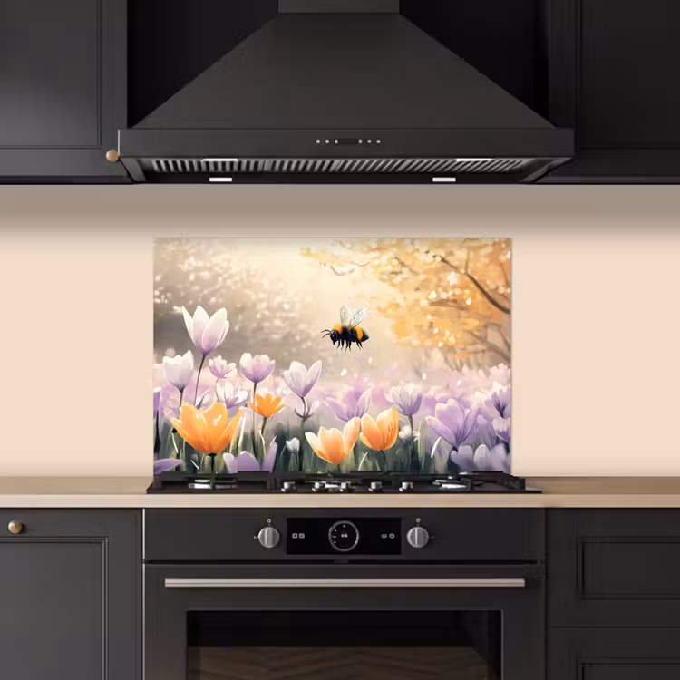 Fond de hotte - Violettes - abeille - soleil — 5