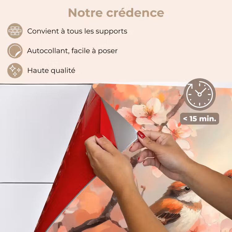 Fond de hotte - Oiseaux - Romantique - Branche fleurie — 4