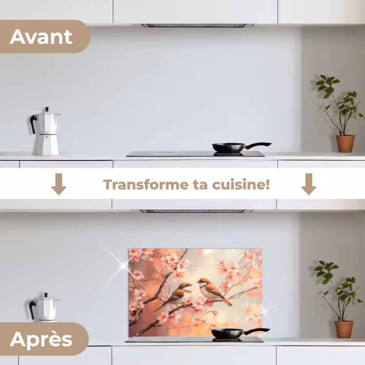 Fond de hotte - Oiseaux - Romantique - Branche fleurie — 7
