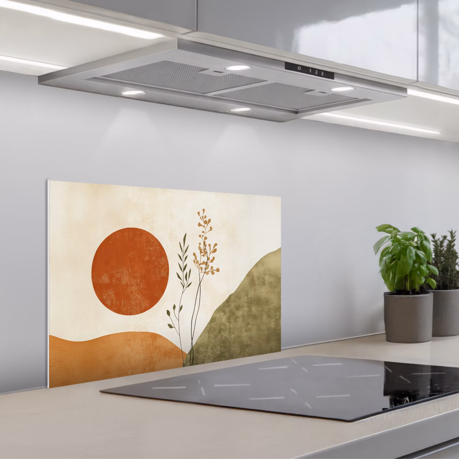 Fond de hotte - Soleil - Abstrait - Branches - Orange — 1