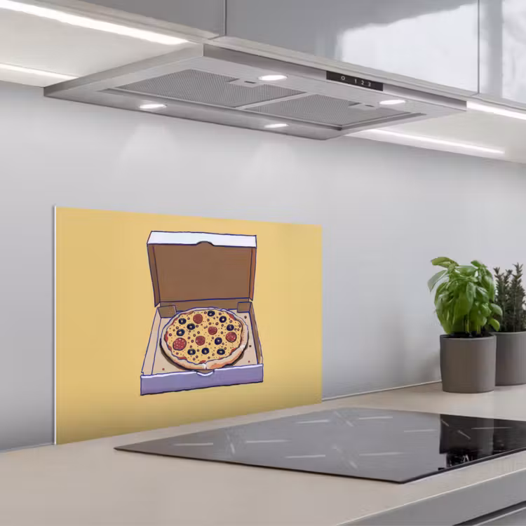 Fond de hotte - Pizza - Boîte - Salami - Illustration — 1