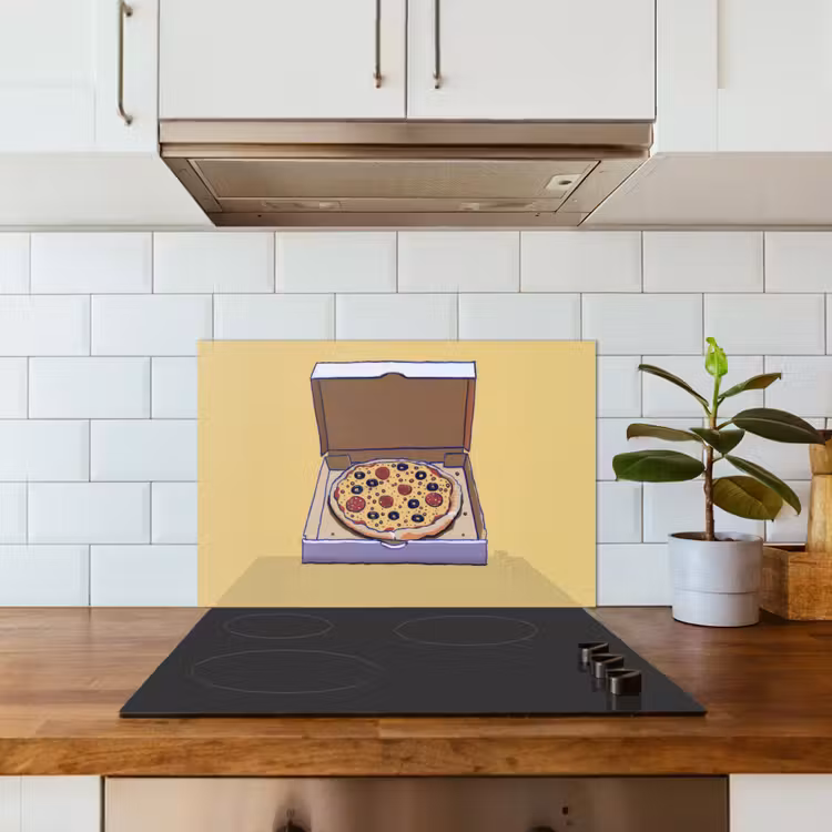 Fond de hotte - Pizza - Boîte - Salami - Illustration — 3