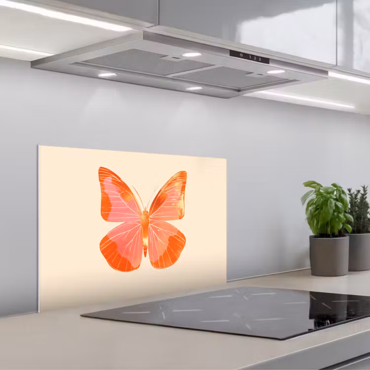 Fond de hotte - Papillon - Minimaliste - Rose — 1