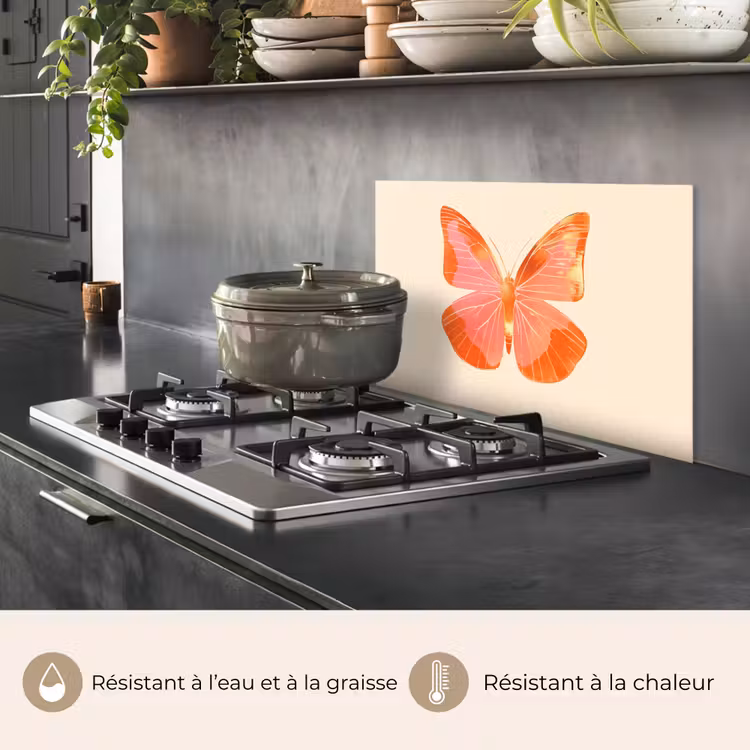 Fond de hotte - Papillon - Minimaliste - Rose — 2