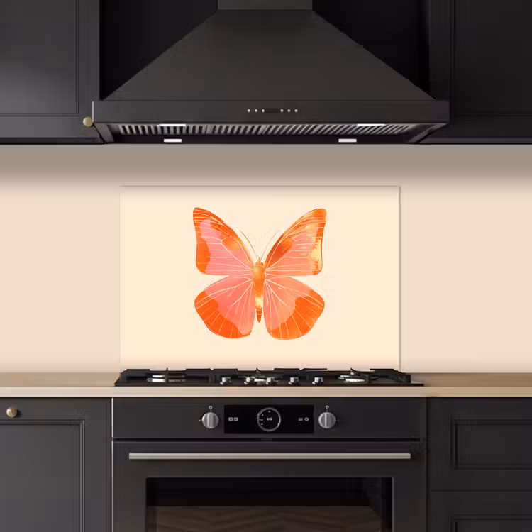 Fond de hotte - Papillon - Minimaliste - Rose — 5