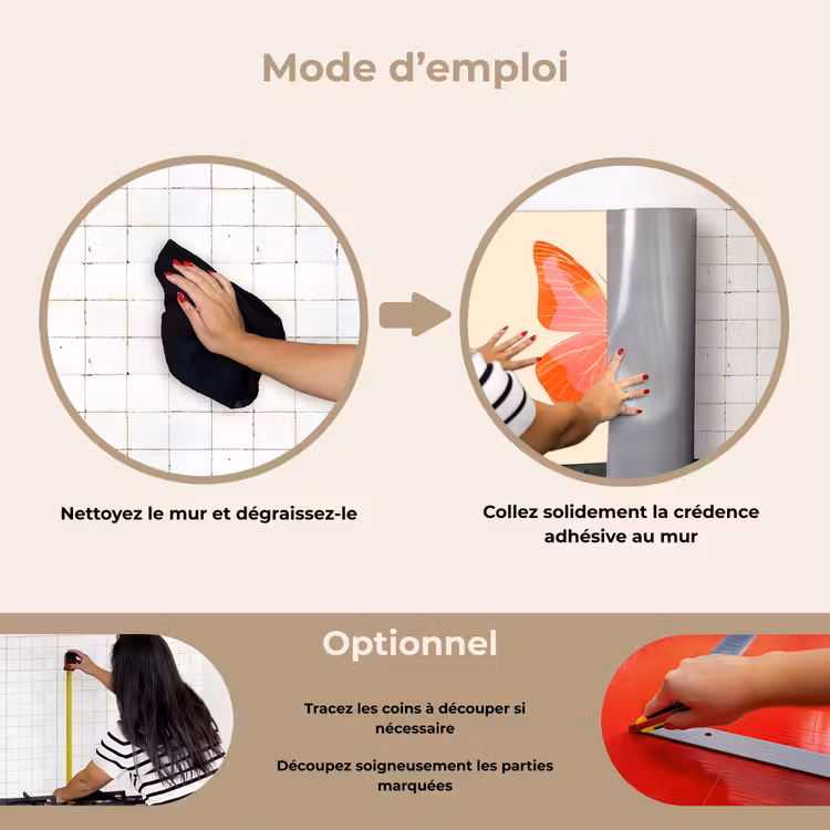 Fond de hotte - Papillon - Minimaliste - Rose — 6