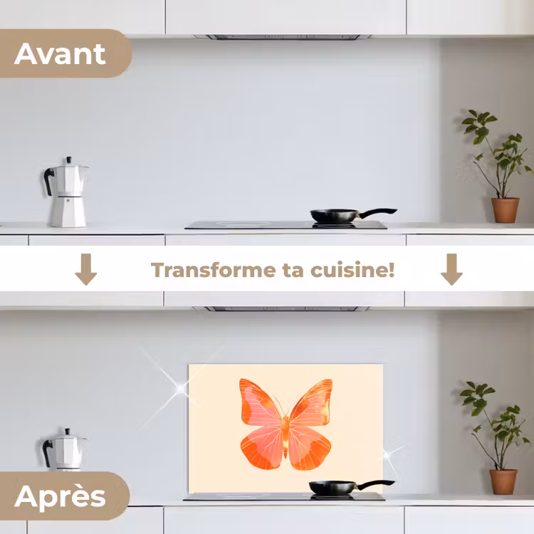 Fond de hotte - Papillon - Minimaliste - Rose — 7