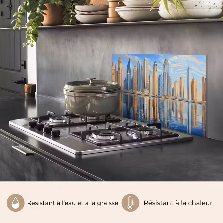 Fond de hotte - Skyline - Gratte-ciel - Eau - Bleu — 2
