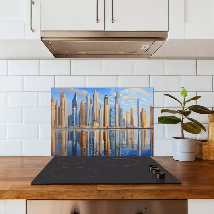 Fond de hotte - Skyline - Gratte-ciel - Eau - Bleu — 3