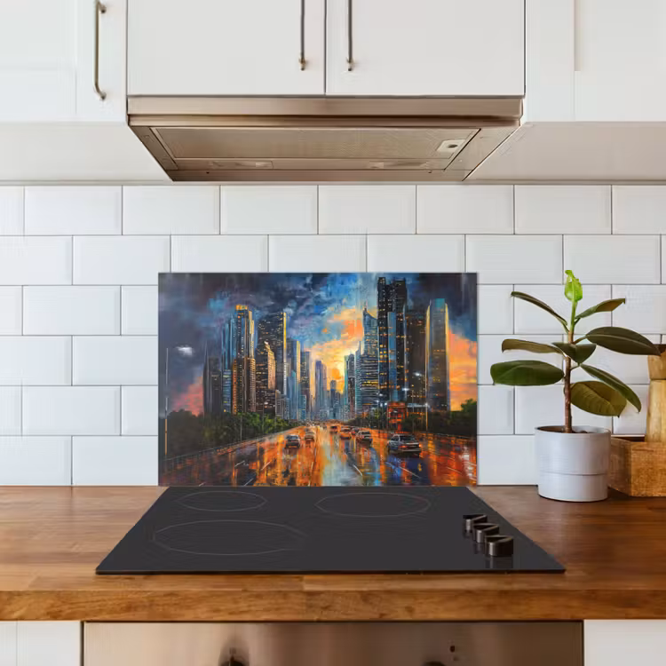 Fond de hotte - Voiture - Skyline - Soleil - Bleu — 3