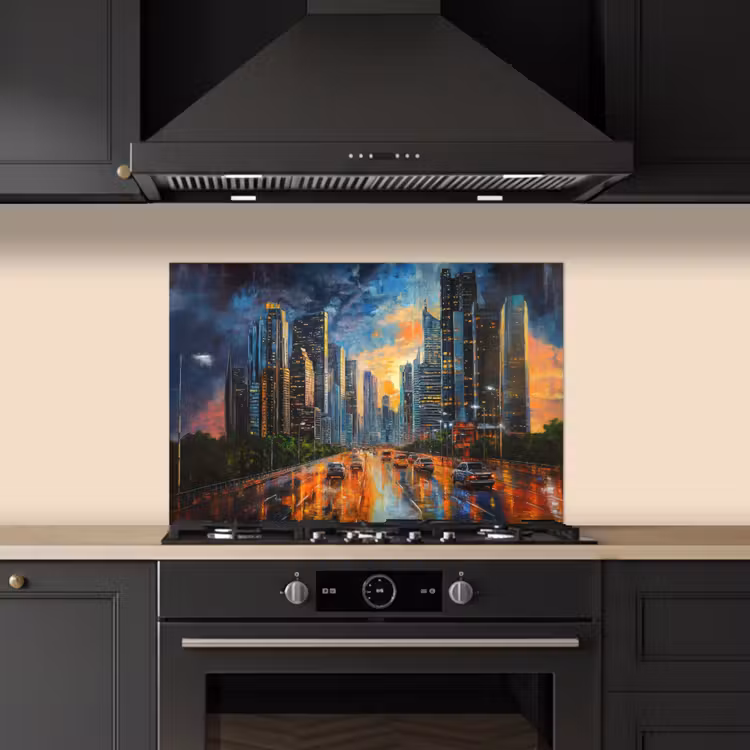 Fond de hotte - Voiture - Skyline - Soleil - Bleu — 5