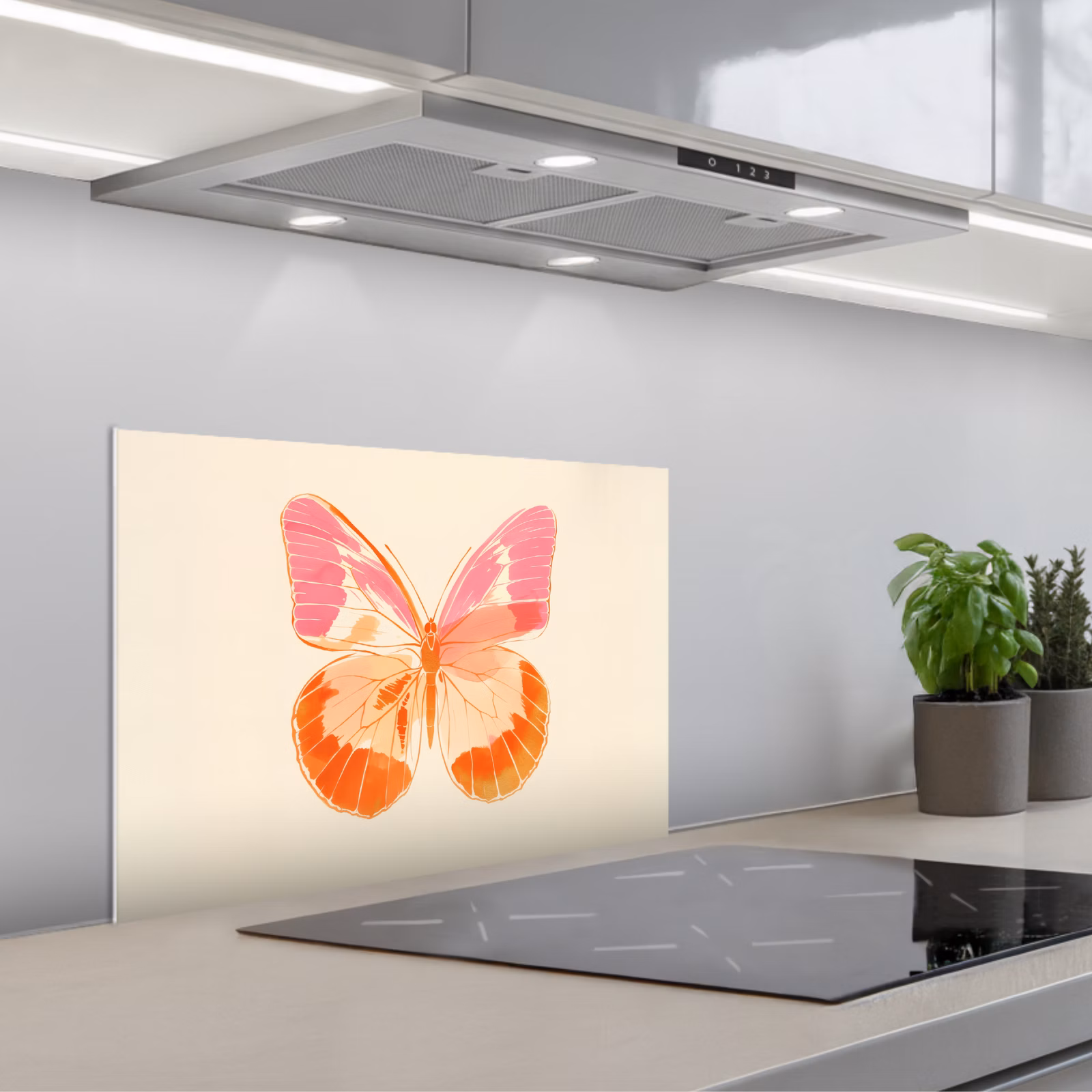 Fond de hotte - Orange - Papillon - Minimaliste — 1