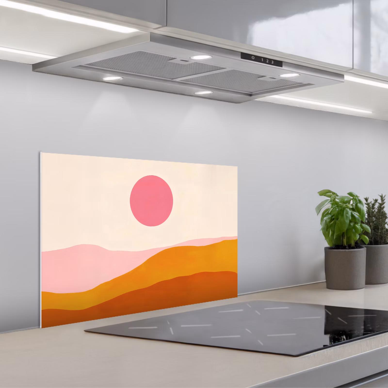 Fond de hotte - Soleil - Collines - Abstrait - Rose — 1