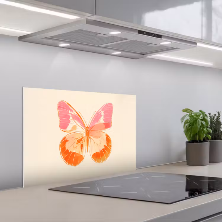 Fond de hotte - Orange - Papillon - Minimaliste — 1