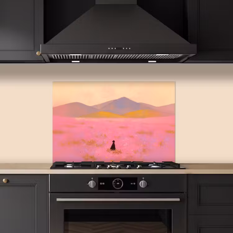 Fond de hotte - Prairie fleurie - Collines - Silhouette - Rose — 5
