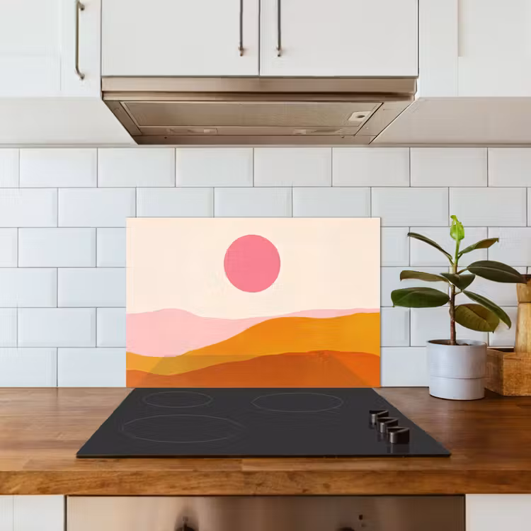 Fond de hotte - Soleil - Collines - Abstrait - Rose — 3