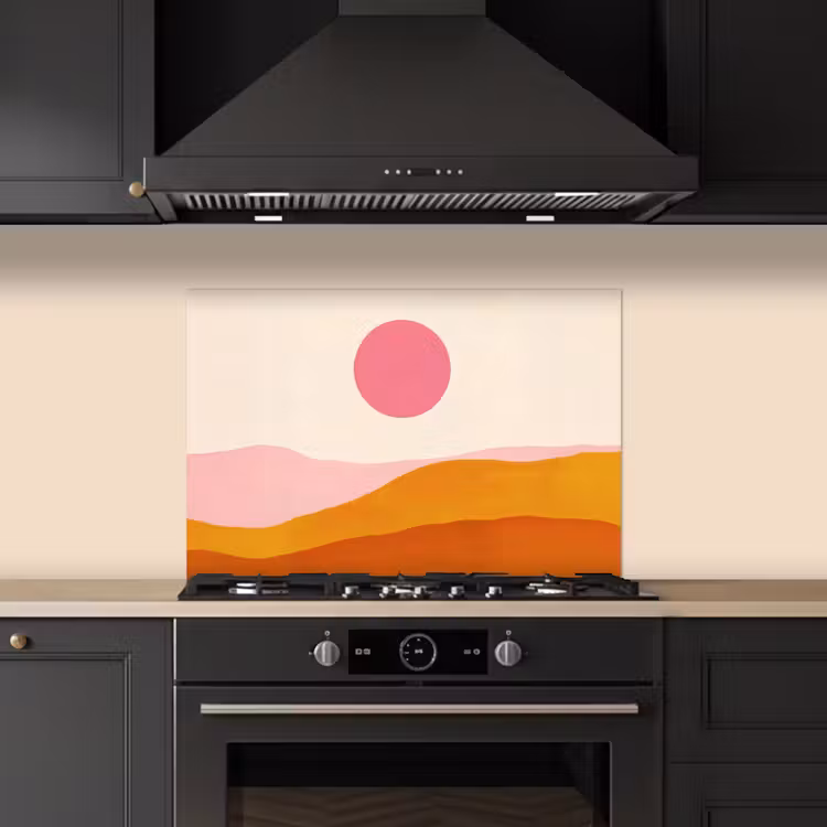 Fond de hotte - Soleil - Collines - Abstrait - Rose — 5