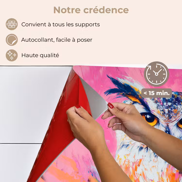 Fond de hotte - Hibou - Rose - Bleu - Peinture - Abstrait — 4
