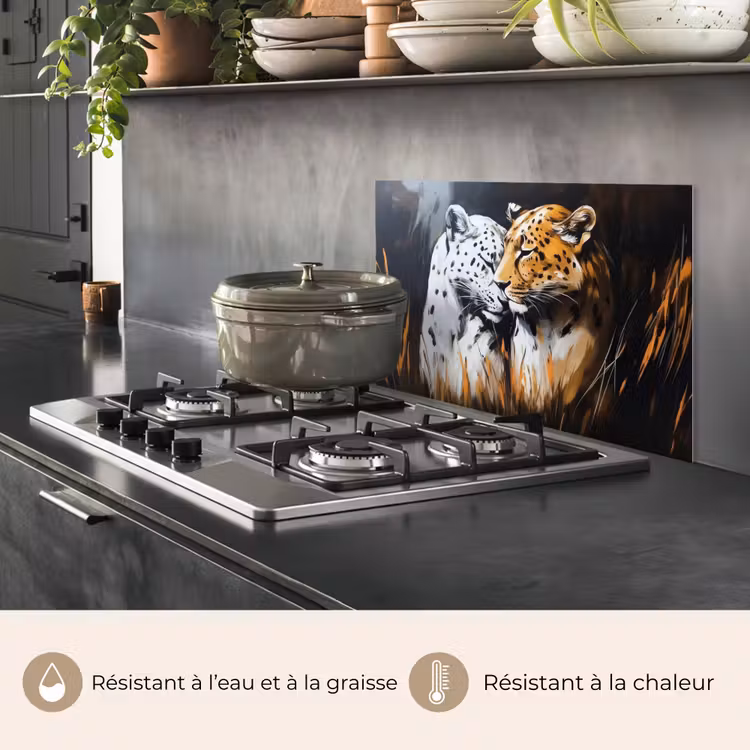 Fond de hotte - Léopard - Orange - Blanc - Herbe — 2