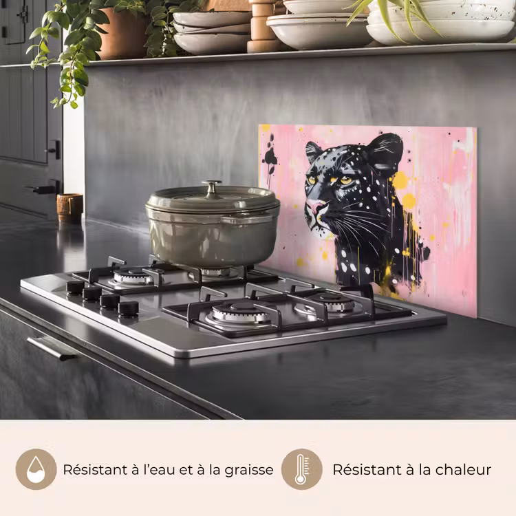 Fond de hotte - Noir - Panthère - Rose - Abstrait — 2