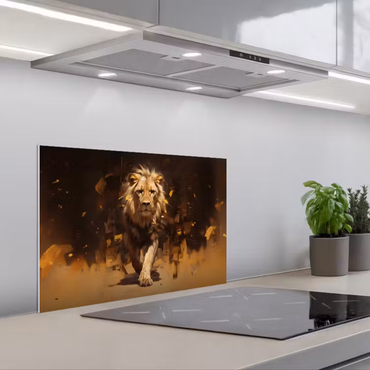Fond de hotte - Lion - Peint - Abstrait - Or — 1
