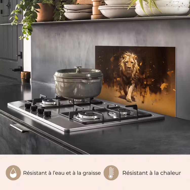 Fond de hotte - Lion - Peint - Abstrait - Or — 2