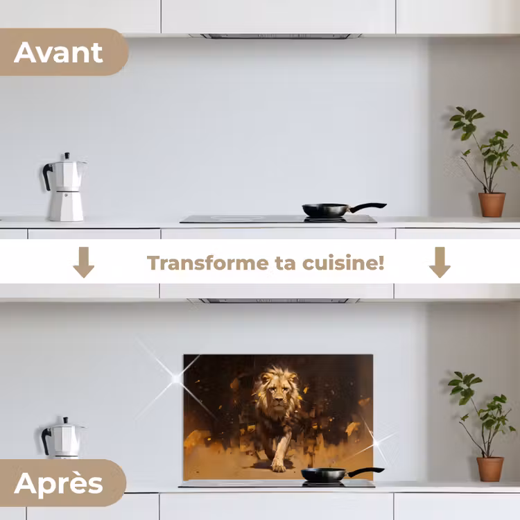 Fond de hotte - Lion - Peint - Abstrait - Or — 7