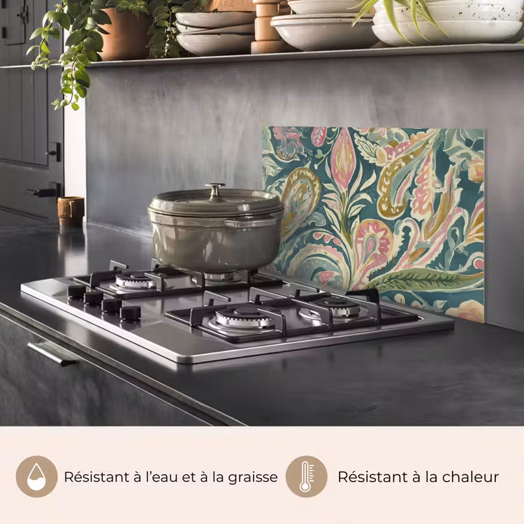 Fond de hotte - Motif - Coloré - Orné - Vert — 2