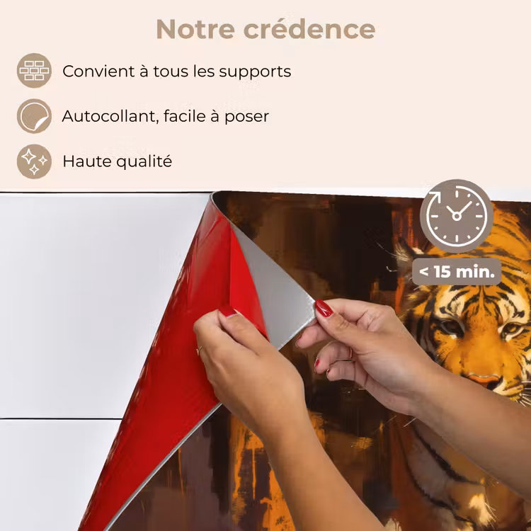 Fond de hotte - Tigre - Peint - Orange - Coups de pinceau — 4