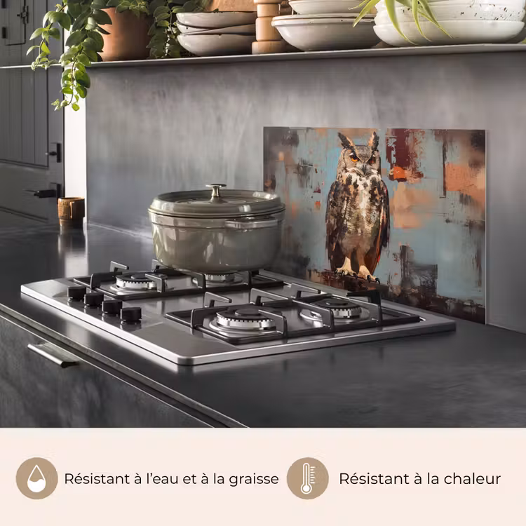Fond de hotte - Peint - Abstrait - Hibou - Marron — 2
