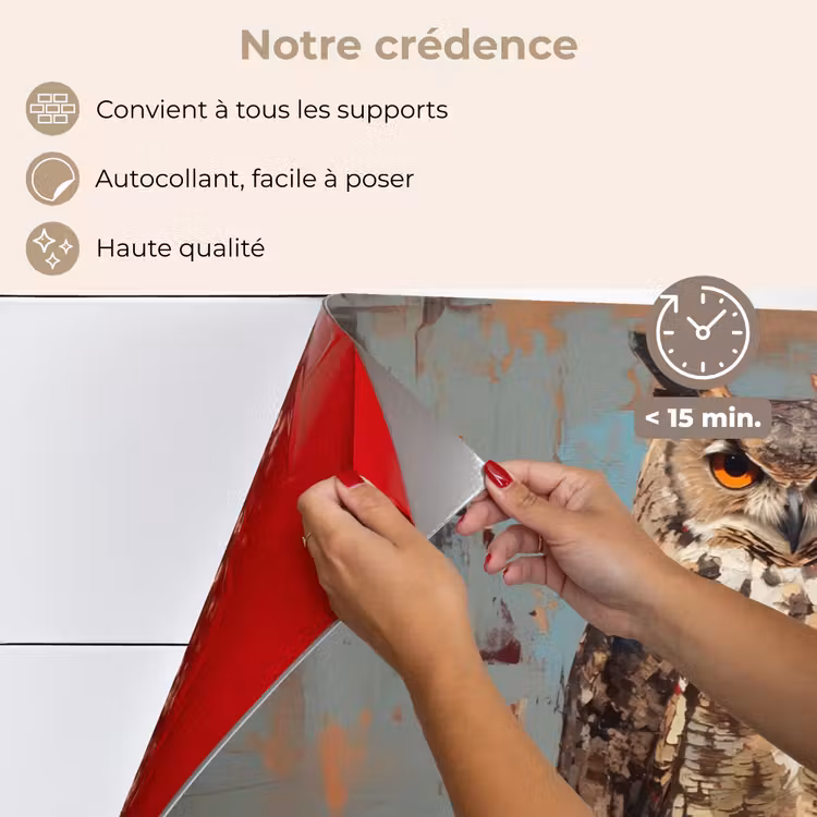 Fond de hotte - Peint - Abstrait - Hibou - Marron — 4