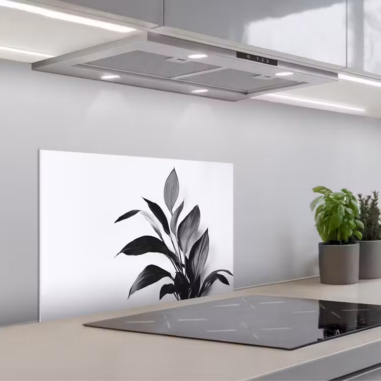 Fond de hotte - Plante - Feuilles - Minimaliste - Noir — 1